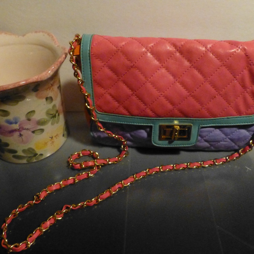 Color Block Rep French Co  Purse matching Chain Strap